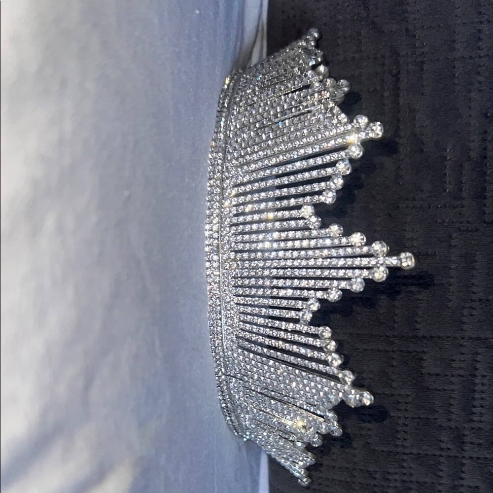 Silver Rhinestone Tiara - Picture 2 of 6